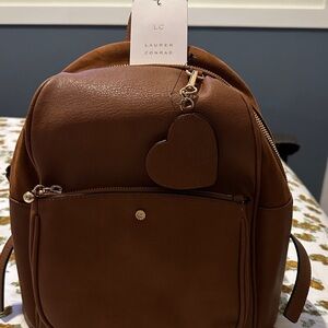 LC Lauren Conrad Tan Backpack with Heart Charm